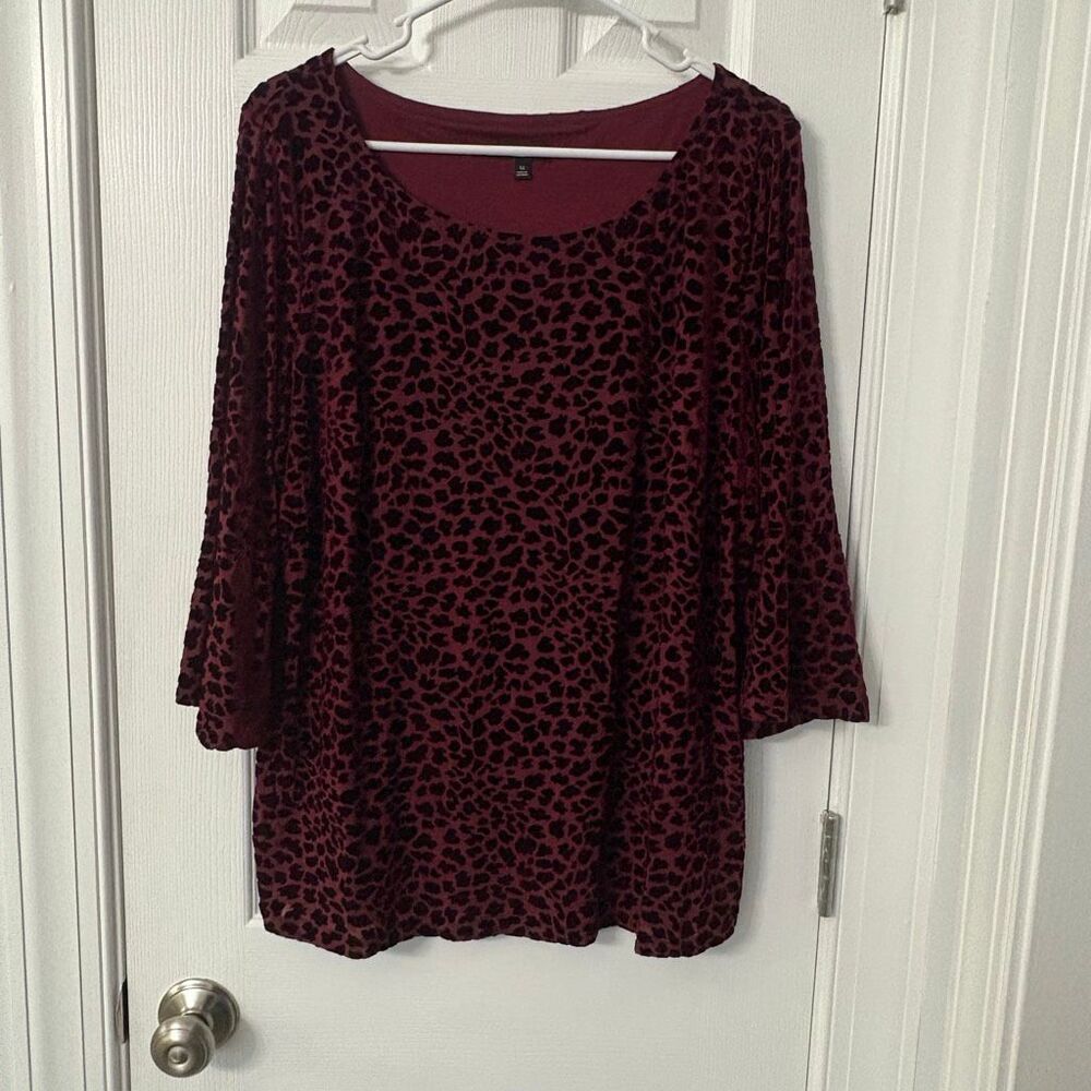 Talbots Plus Leopard Print Top – velvet, Size 1X